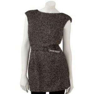JLo tweed boatneck padded cap sleeve tunic dress